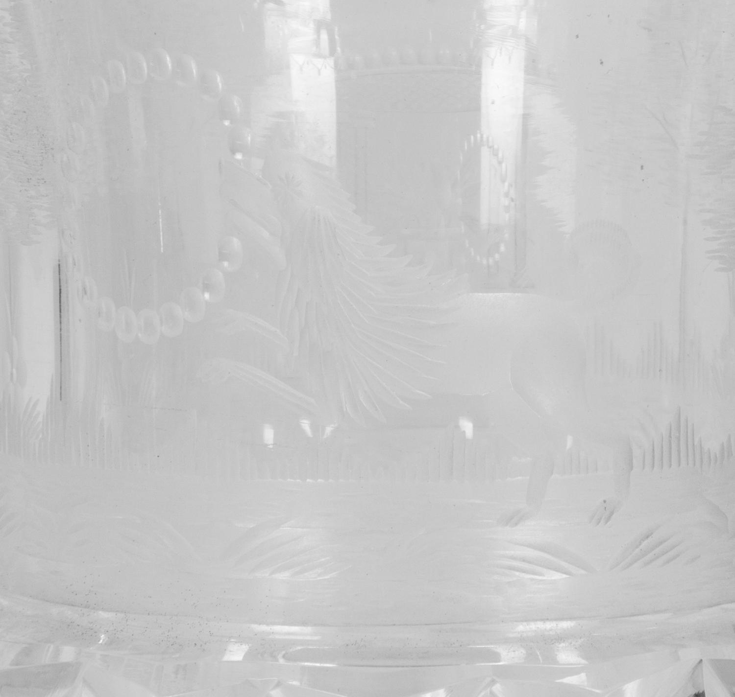 A Pair of English Cut and Etched Glass Vases — 19TH CENTURY