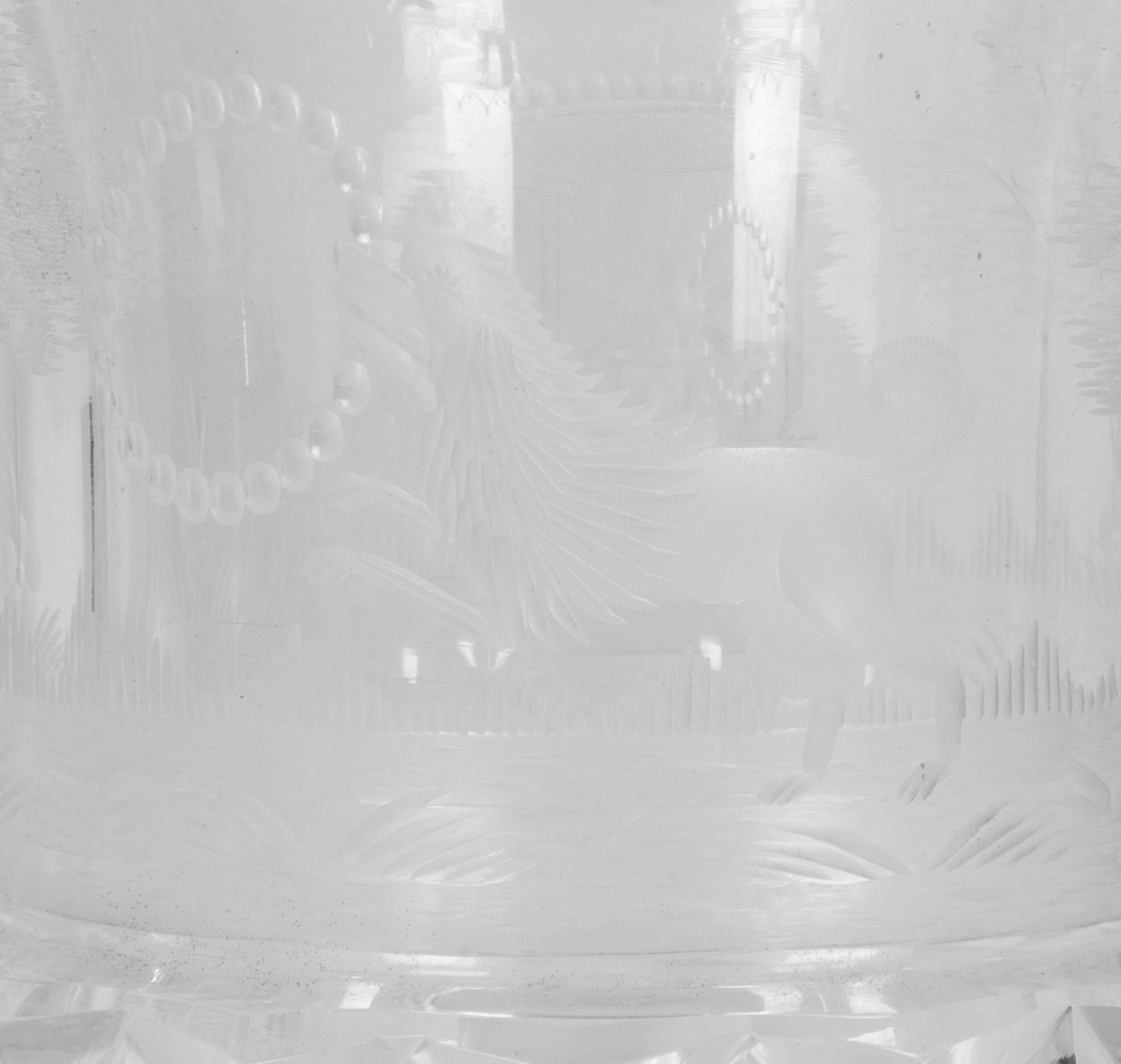 A Pair of English Cut and Etched Glass Vases — 19TH CENTURY