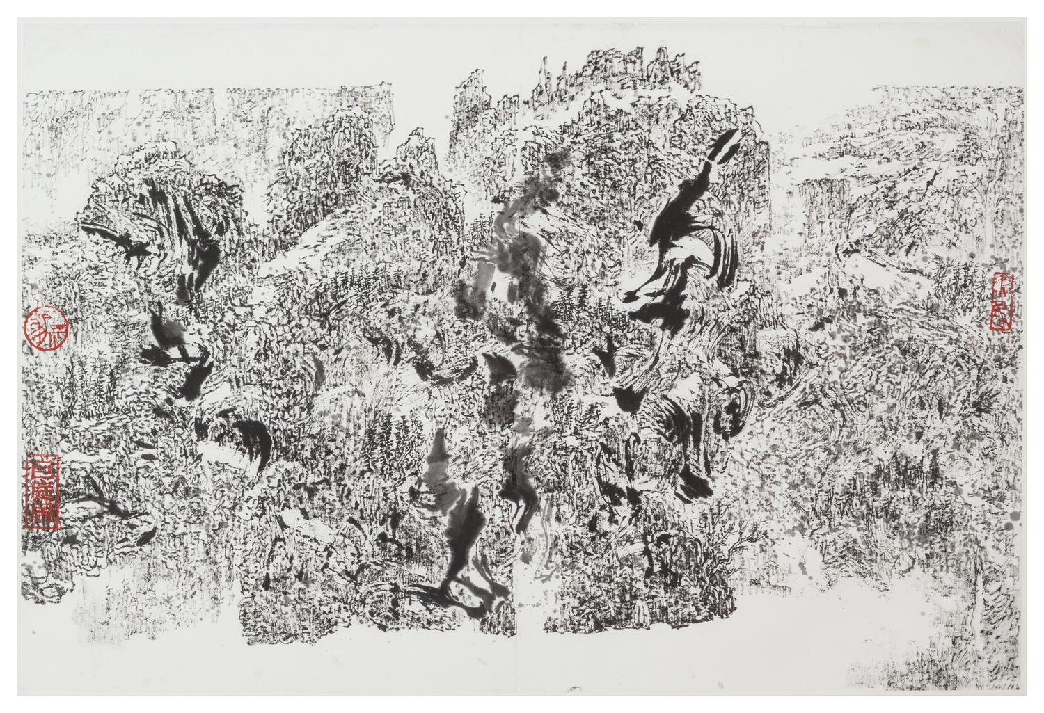 Leung Kui-ting, (Chinese, b. 1945), Landscape 2008, 2001 (a pair of works)