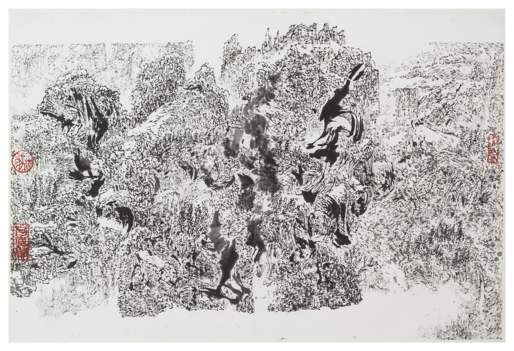 Leung Kui-ting, (Chinese, b. 1945), Landscape 2008, 2001 (a pair of works)