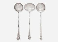A group of three Federal silver punch ladles, William Garret Forbes (1751-1840), New York, NY, Isaac Hutton (1766-1855), Albany, NY, and John Bedford (active 1782-1834), Fishkill, NY, circa 1790