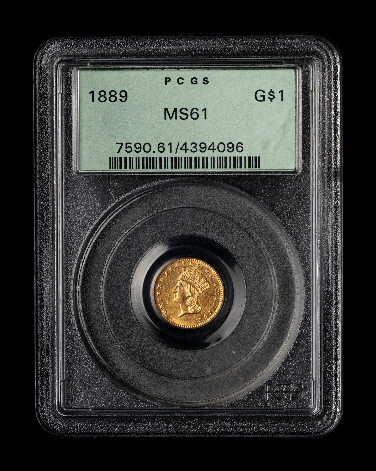 An 1889 Indian Princess $1 Gold Coin (PCGS MS61)
