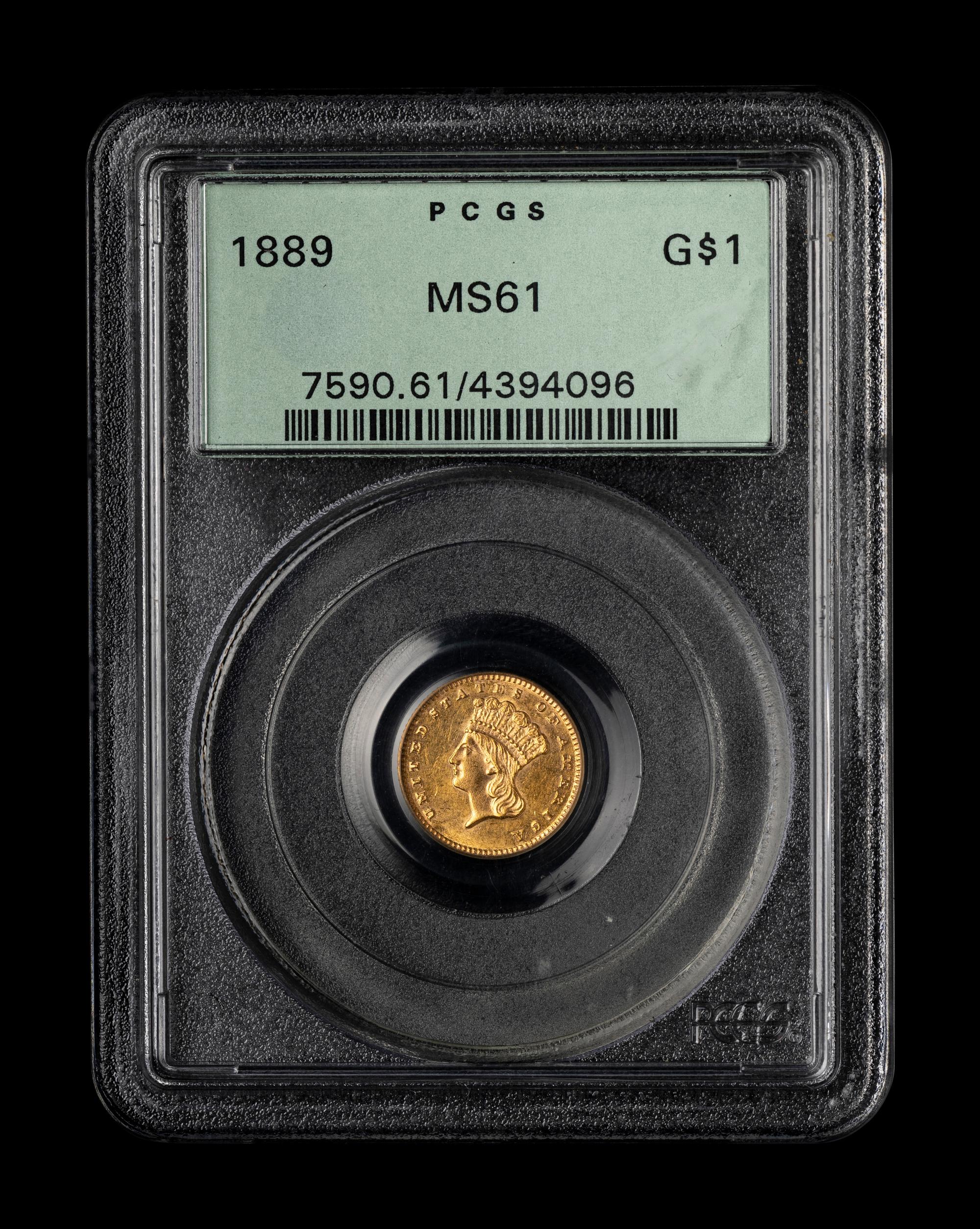 An 1889 Indian Princess $1 Gold Coin (PCGS MS61)