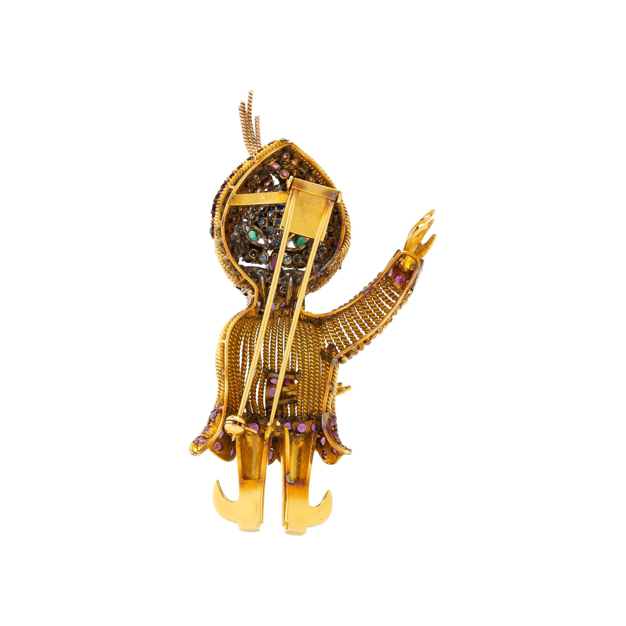 MULTIGEM AND YELLOW GOLD 'SWAMI' BROOCH