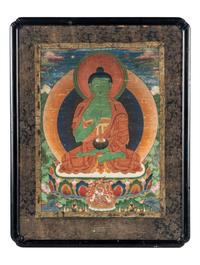 A Tibetan Thangka Depicting Amoghasiddhi Buddha