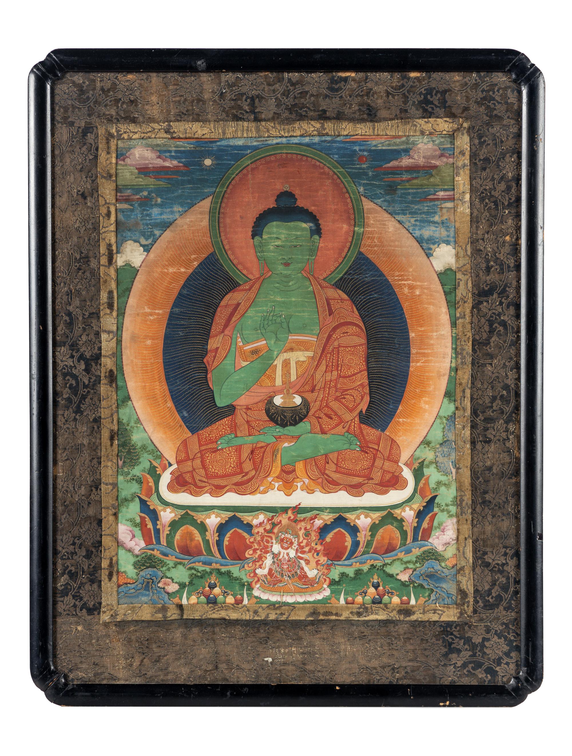 A Tibetan Thangka Depicting Amoghasiddhi Buddha
