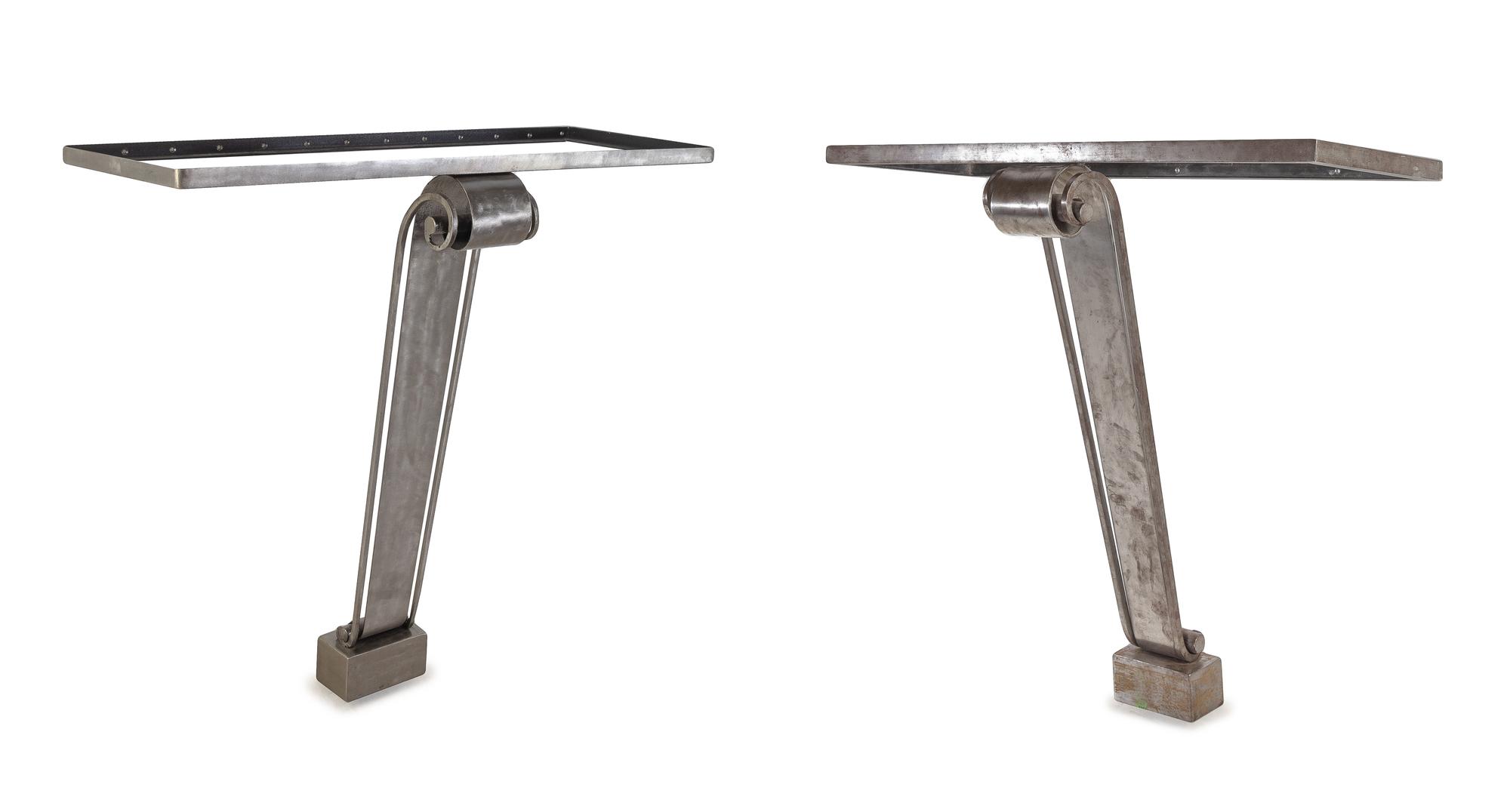 A Pair of Art Deco Style Steel Console Table Bases