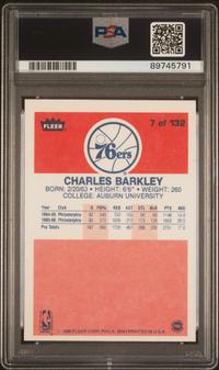 A 1986-87 Fleer Charles Barkley Rookie Basketball Card No. 7 (PSA 9 MINT)