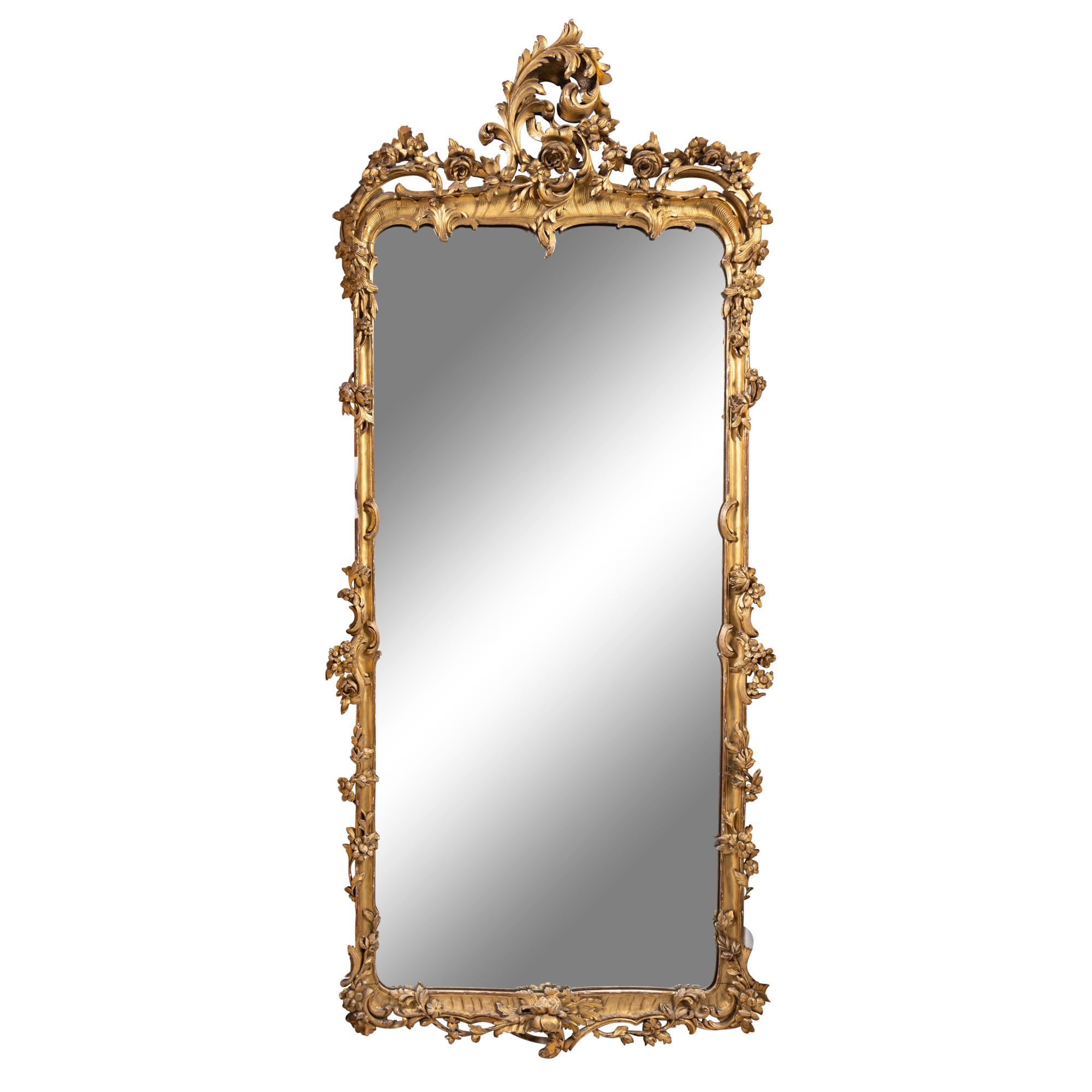 A Pair of Louis XV Style Giltwood Pier Mirrors