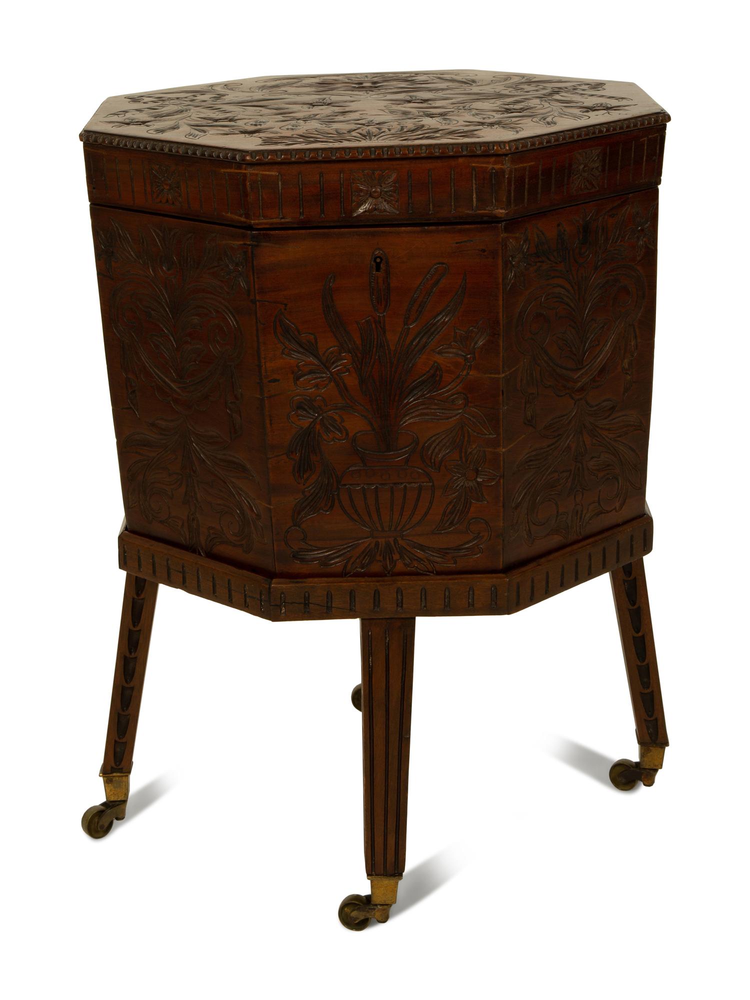 A Victorian Octagonal Carved Mahogany Cellerette — 19TH CENTURY
