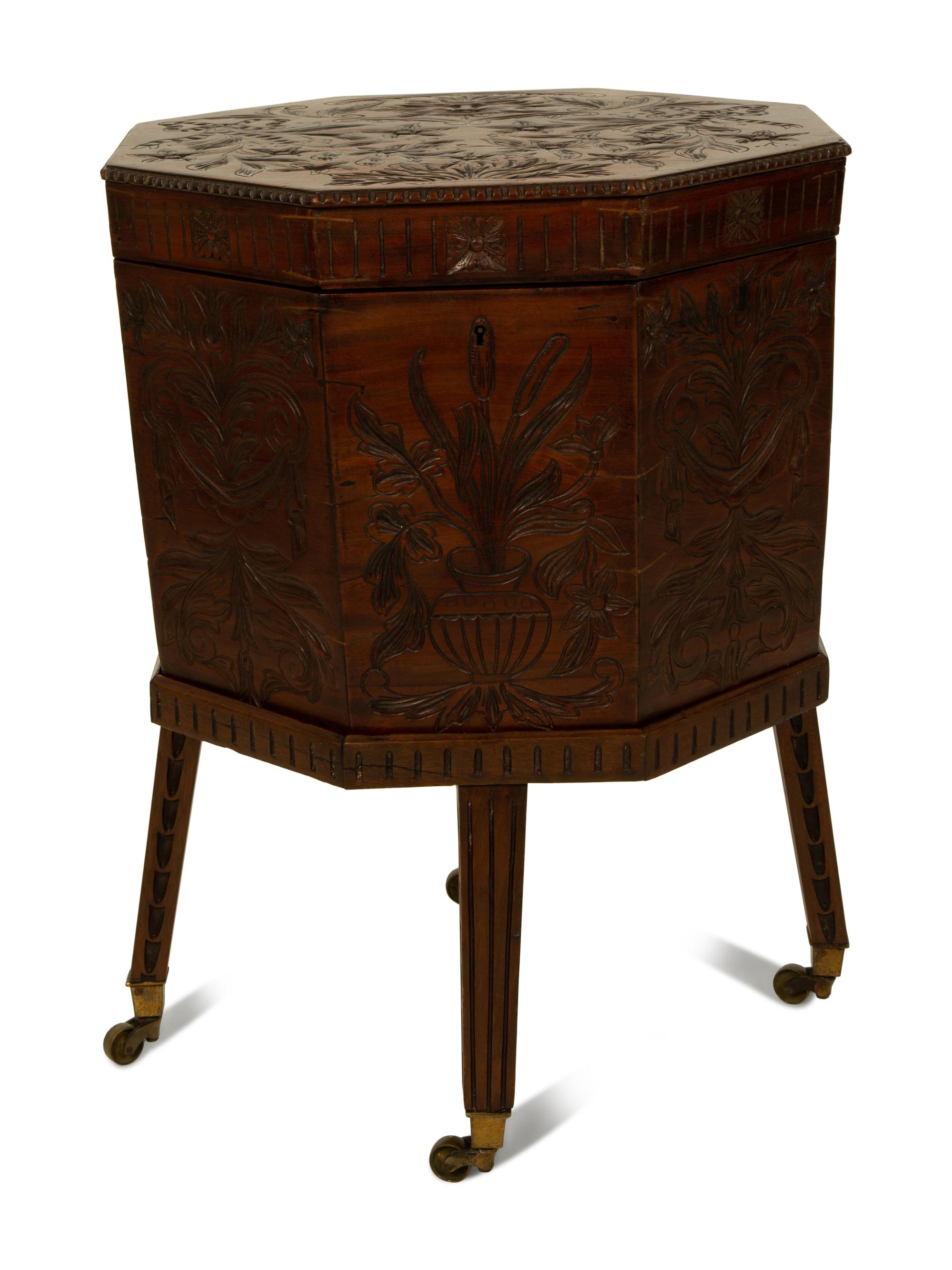 A Victorian Octagonal Carved Mahogany Cellerette — 19TH CENTURY