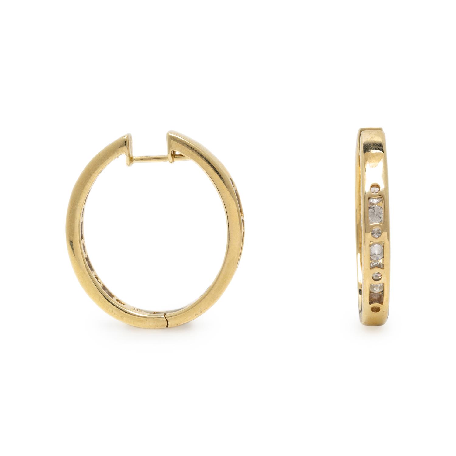 UPDATE CATALOGING - DIAMOND AND YELLOW GOLD HOOP EARRINGS
