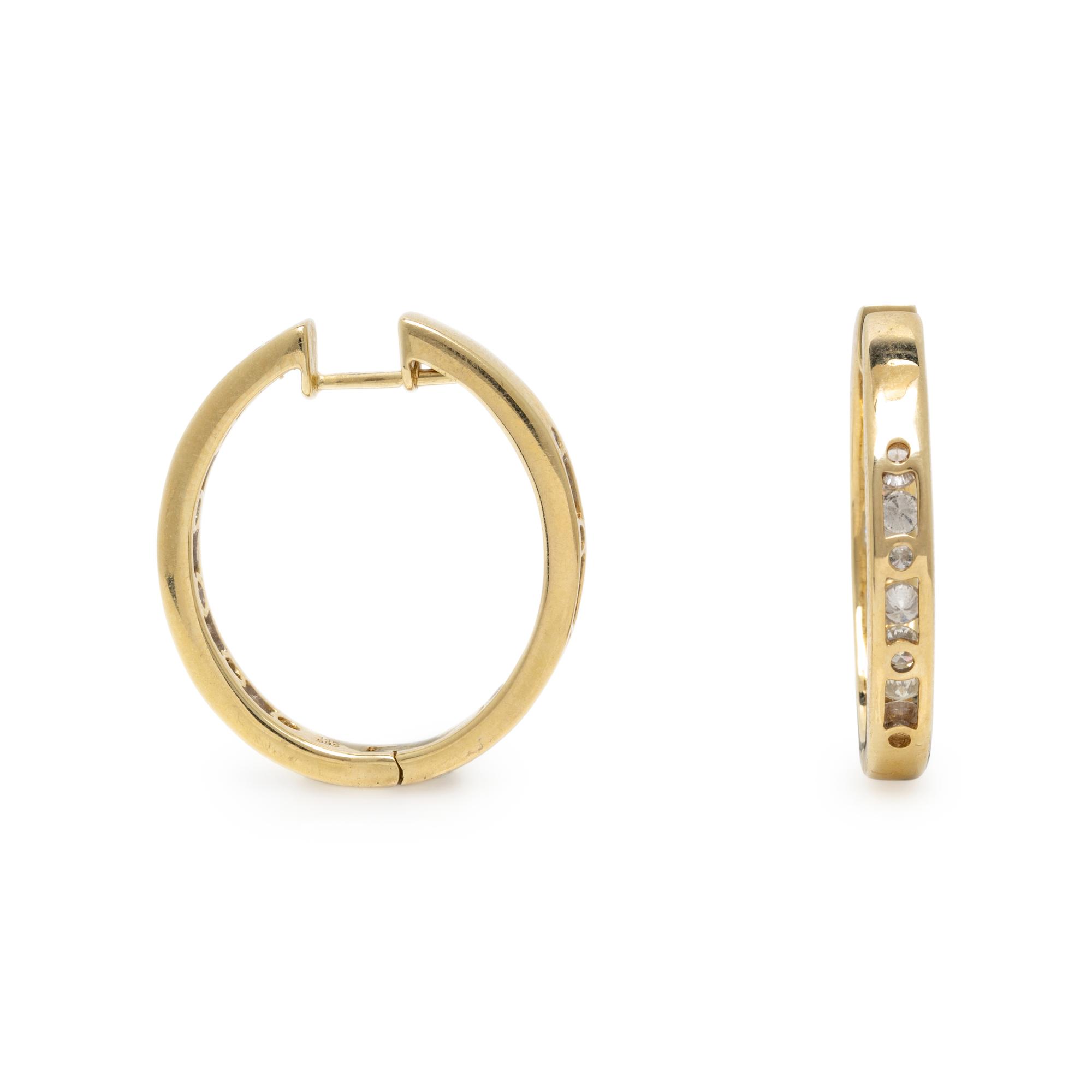 UPDATE CATALOGING - DIAMOND AND YELLOW GOLD HOOP EARRINGS