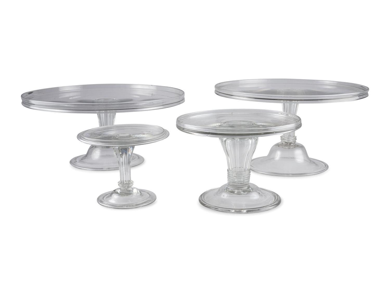 Four Blown Glass Cake Stands