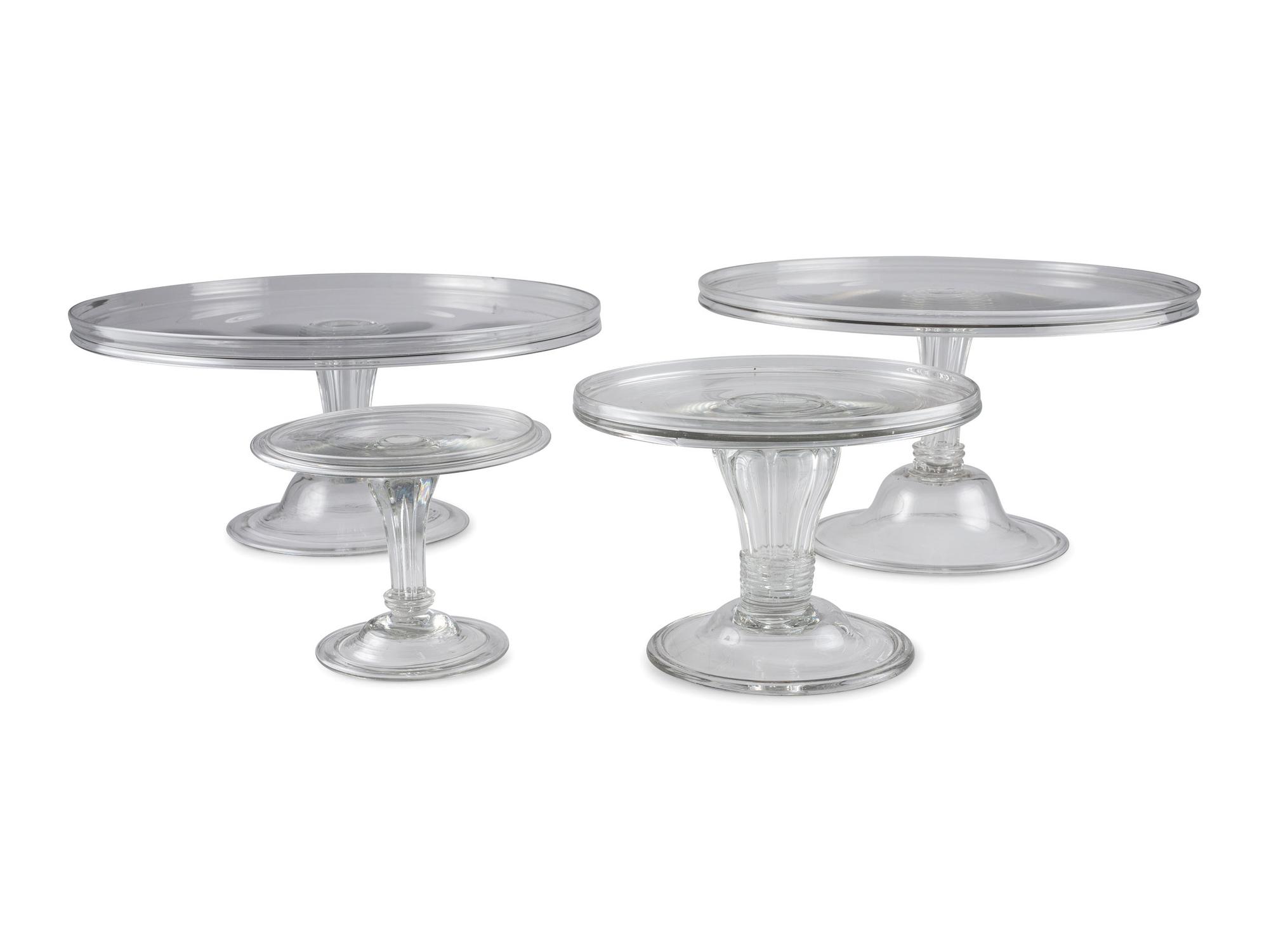 Four Blown Glass Cake Stands