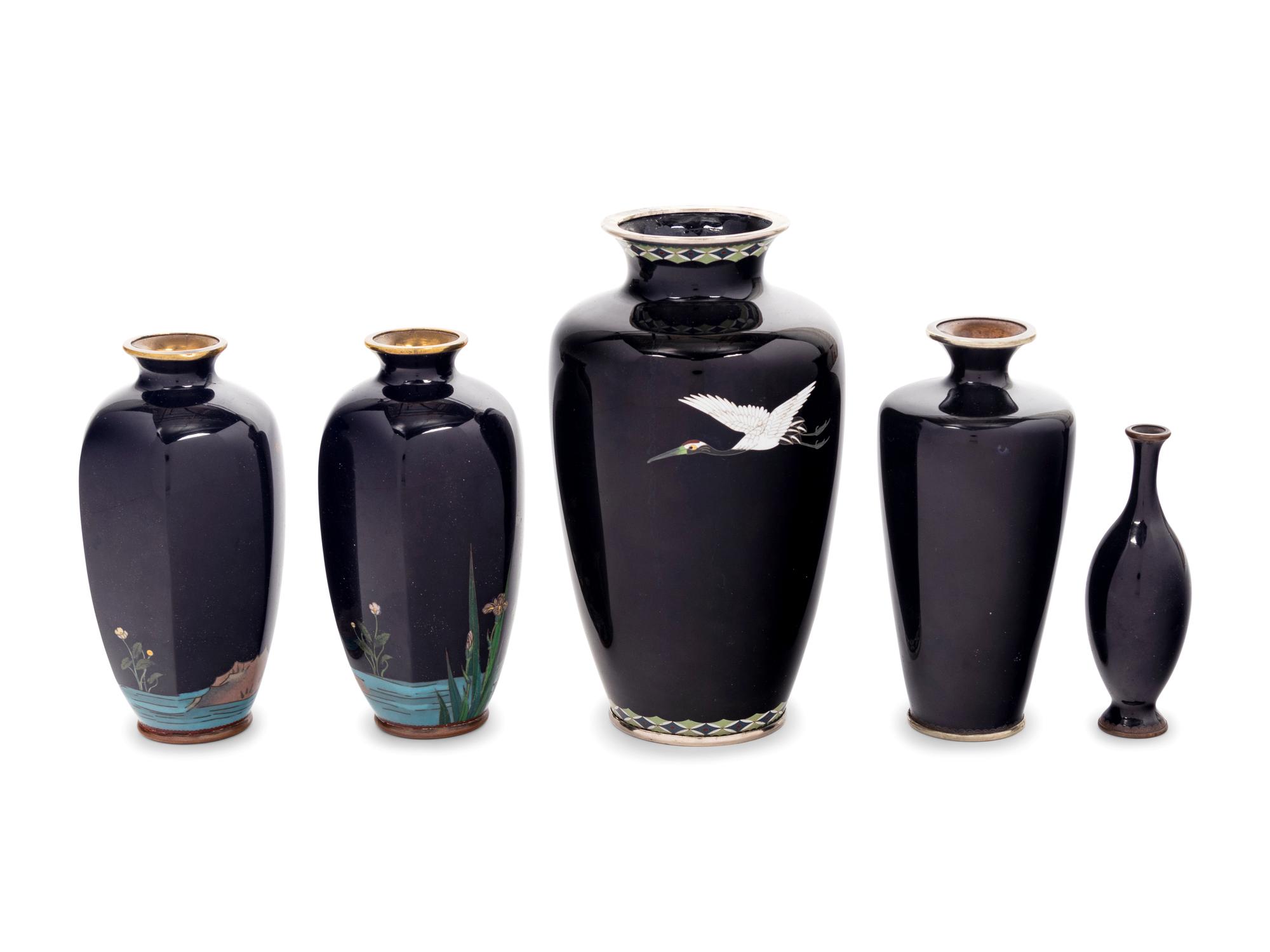 Five Cloisonné Vases