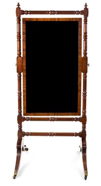 A George III Style Mahogany Cheval Mirror 63 x 27 inches. — LATE 19TH CENTURY