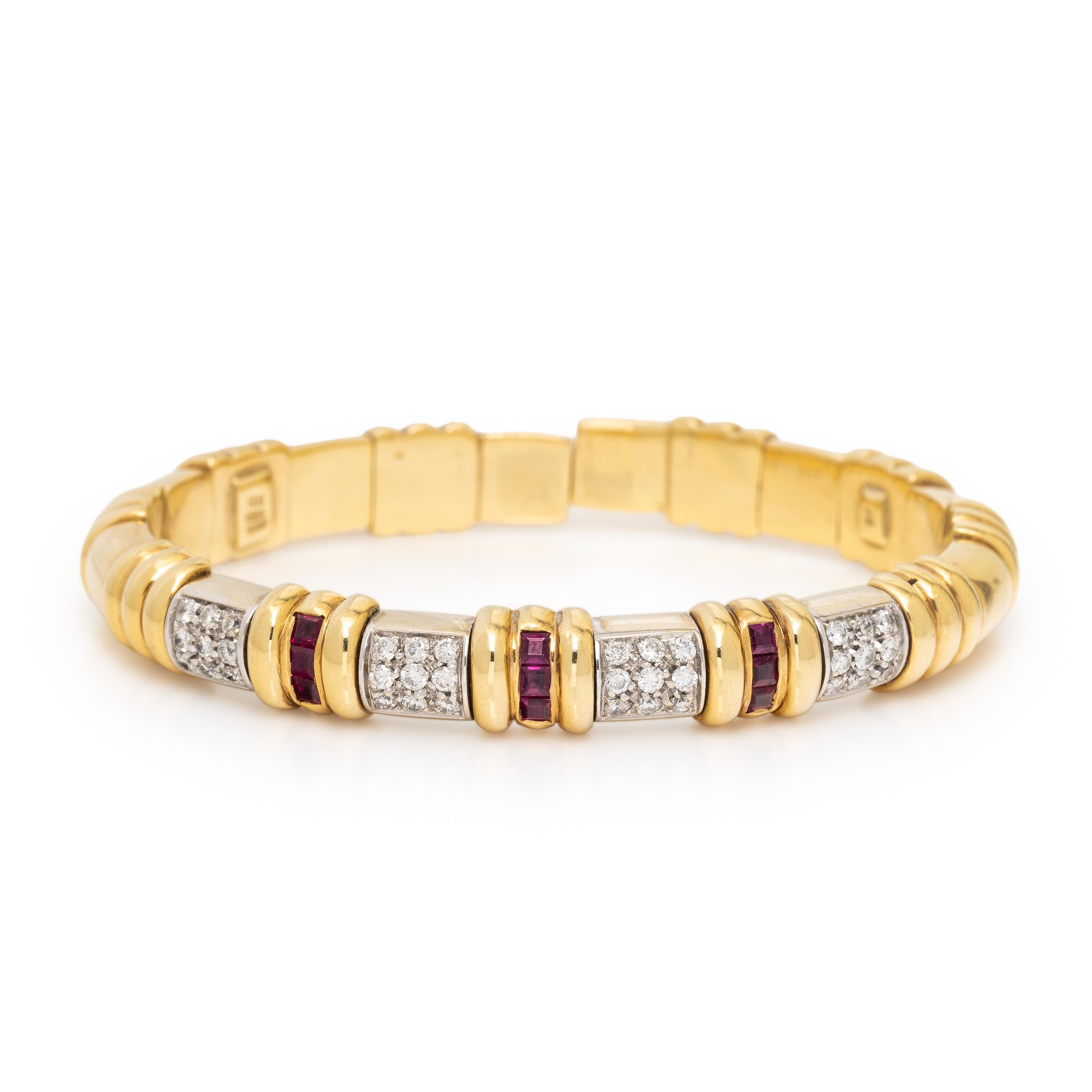 Set of Multigem and Yellow Gold Bangle Bracelets