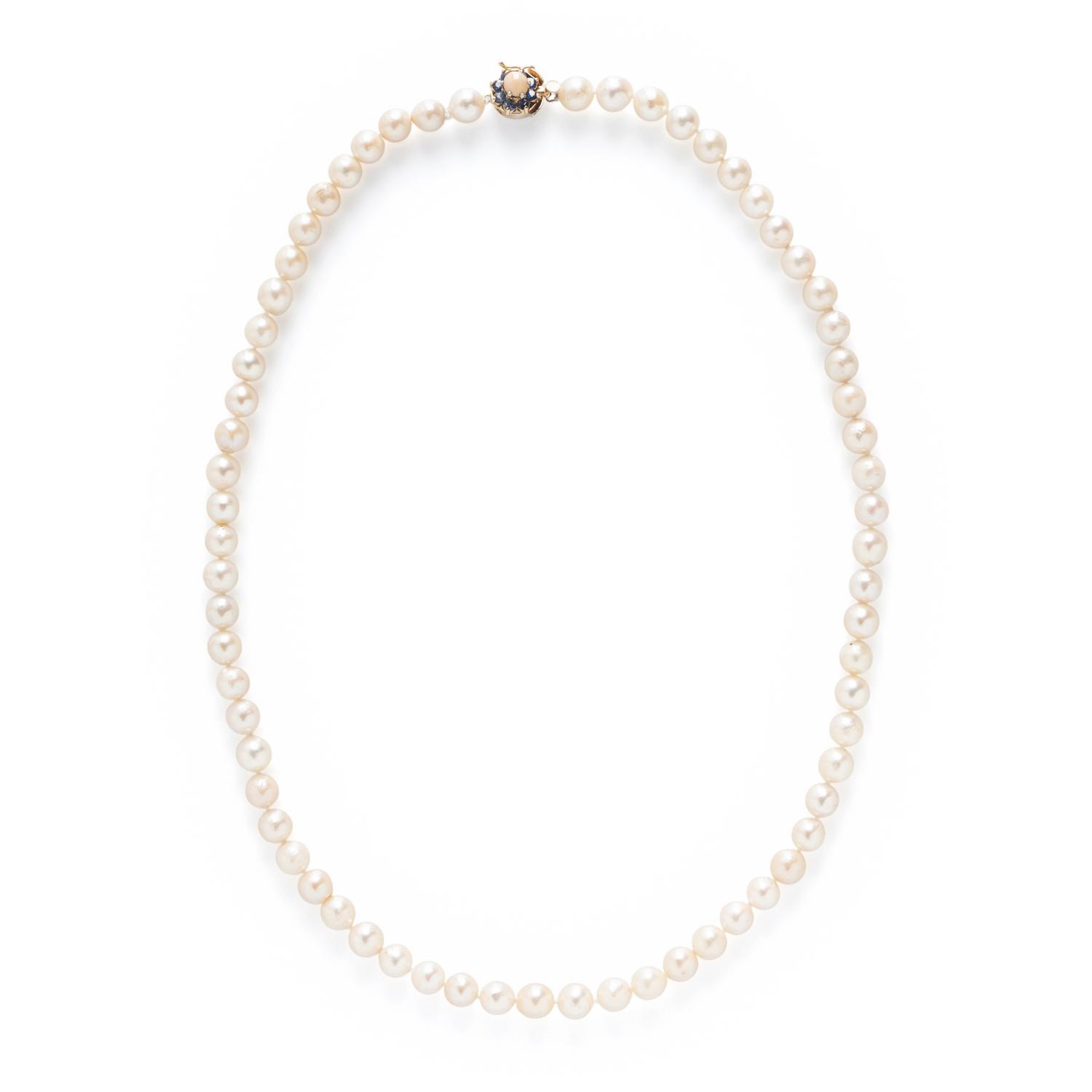 CULTURED PEARL, CONCH PEARL, AND SAPPHIRE NECKLACE