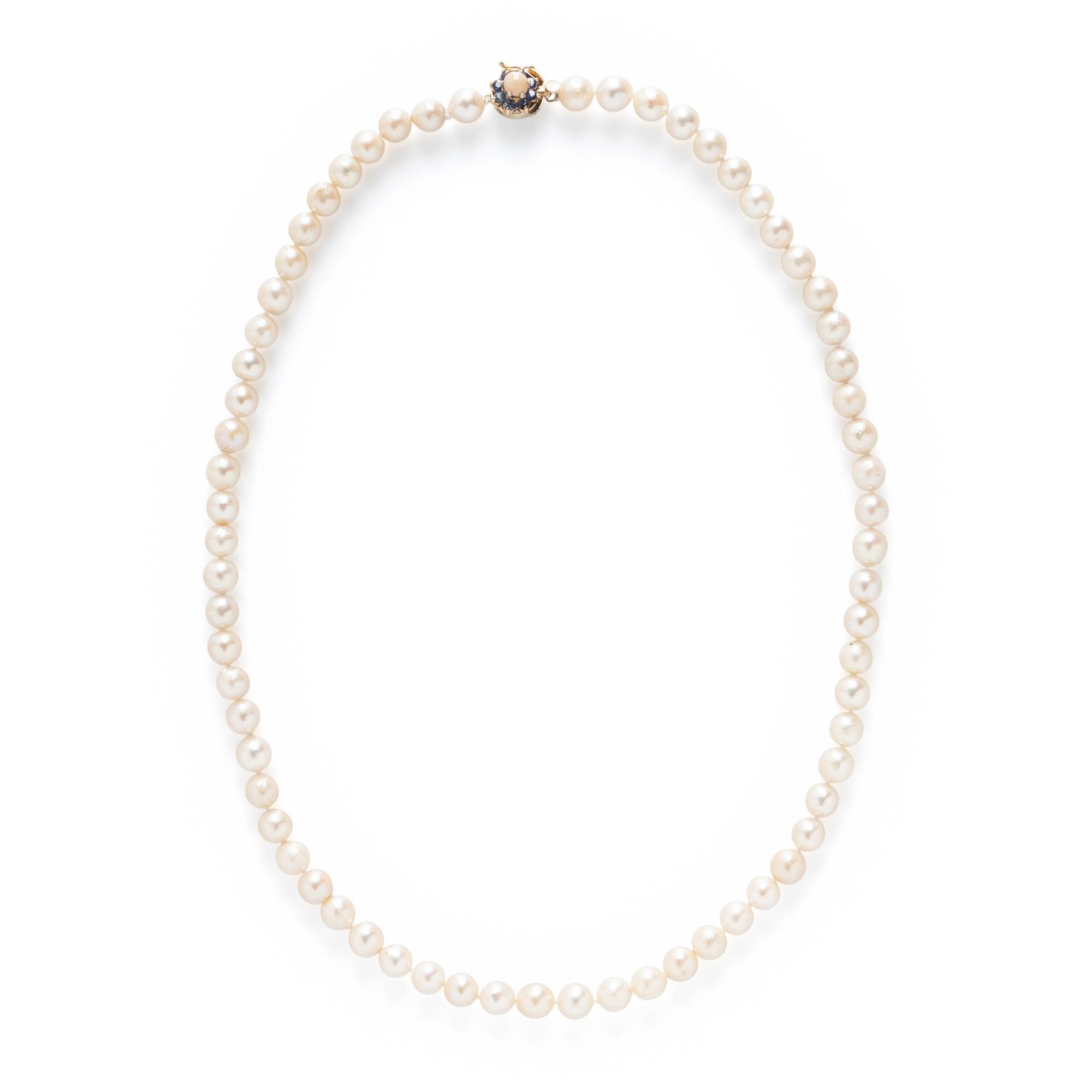 CULTURED PEARL, CONCH PEARL, AND SAPPHIRE NECKLACE
