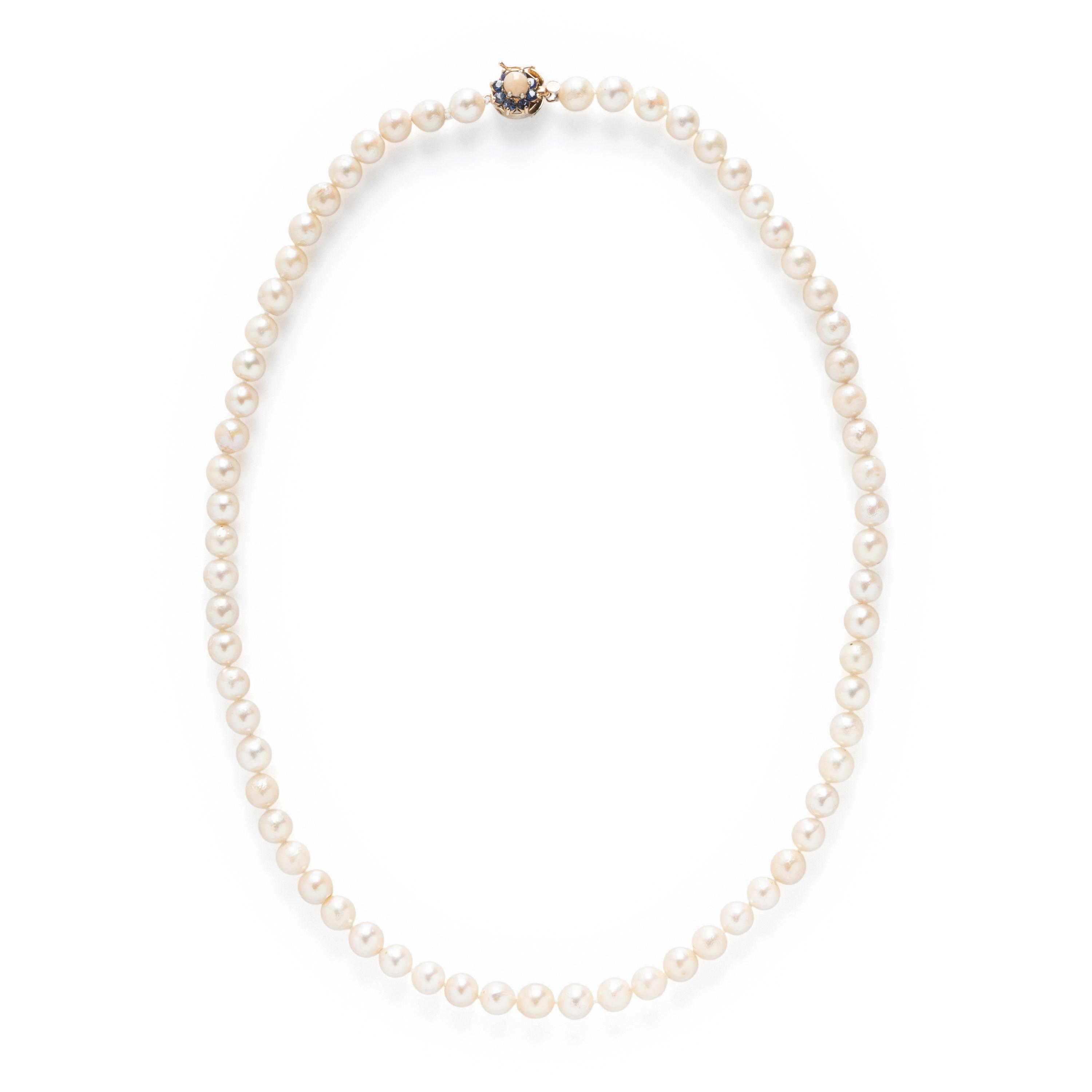 CULTURED PEARL, CONCH PEARL, AND SAPPHIRE NECKLACE