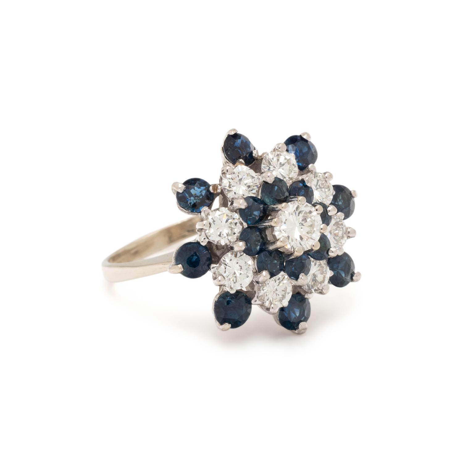 DIAMOND AND SAPPHIRE CLUSTER RING