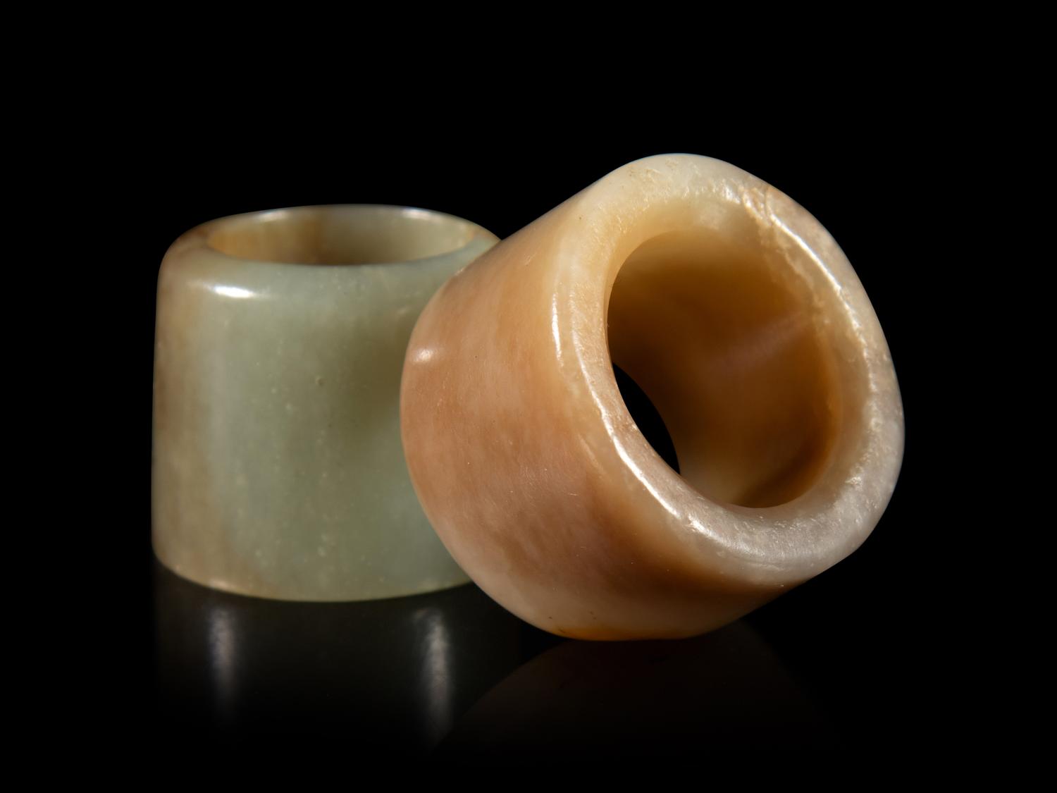 Two Chinese Jade Archer's Rings