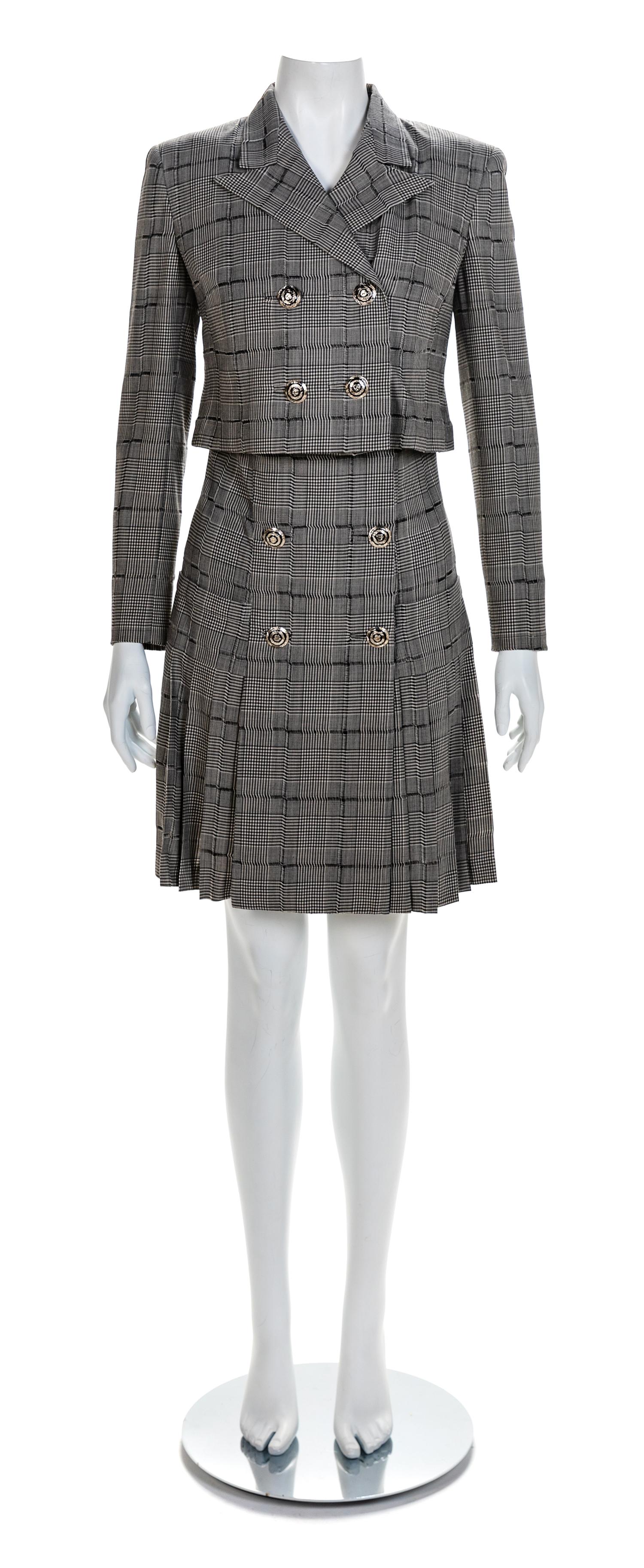 Atelier Versace Houndstooth Jacket and Dress, S/S 1994 Size label in jacket: 42