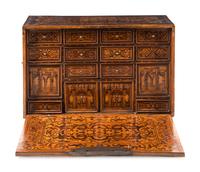 A German Marquetry and Walnut Table Cabinet