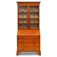 A George III Style Satinwood Bureau Bookcase