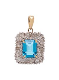 BLUE TOPAZ AND DIAMOND PENDANT