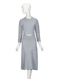 BALENCIAGA, GLITTERY SILVER KNIT ENSEMBLE