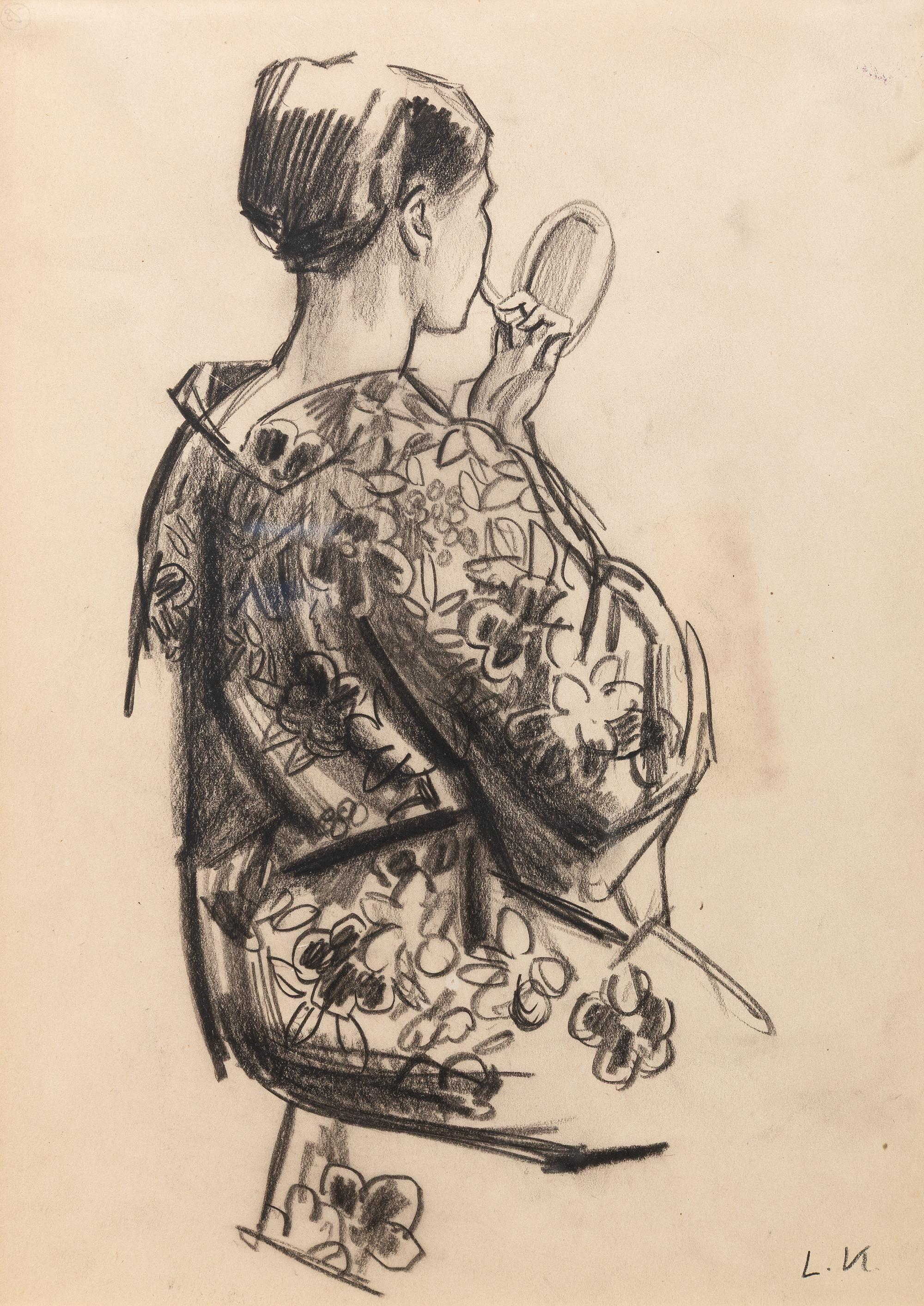 Woman in Kimono; Together with a Companion (Two Works)
