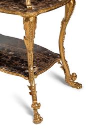 A Pair of Continental Gilt Bronze and Marble Three-Tier Serving Tables