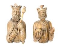 Two Carved Pine Figures, Height of taller 23 inches.