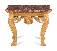 A George II Carved Giltwood and Red-Onyx Veneered Top Pier Table