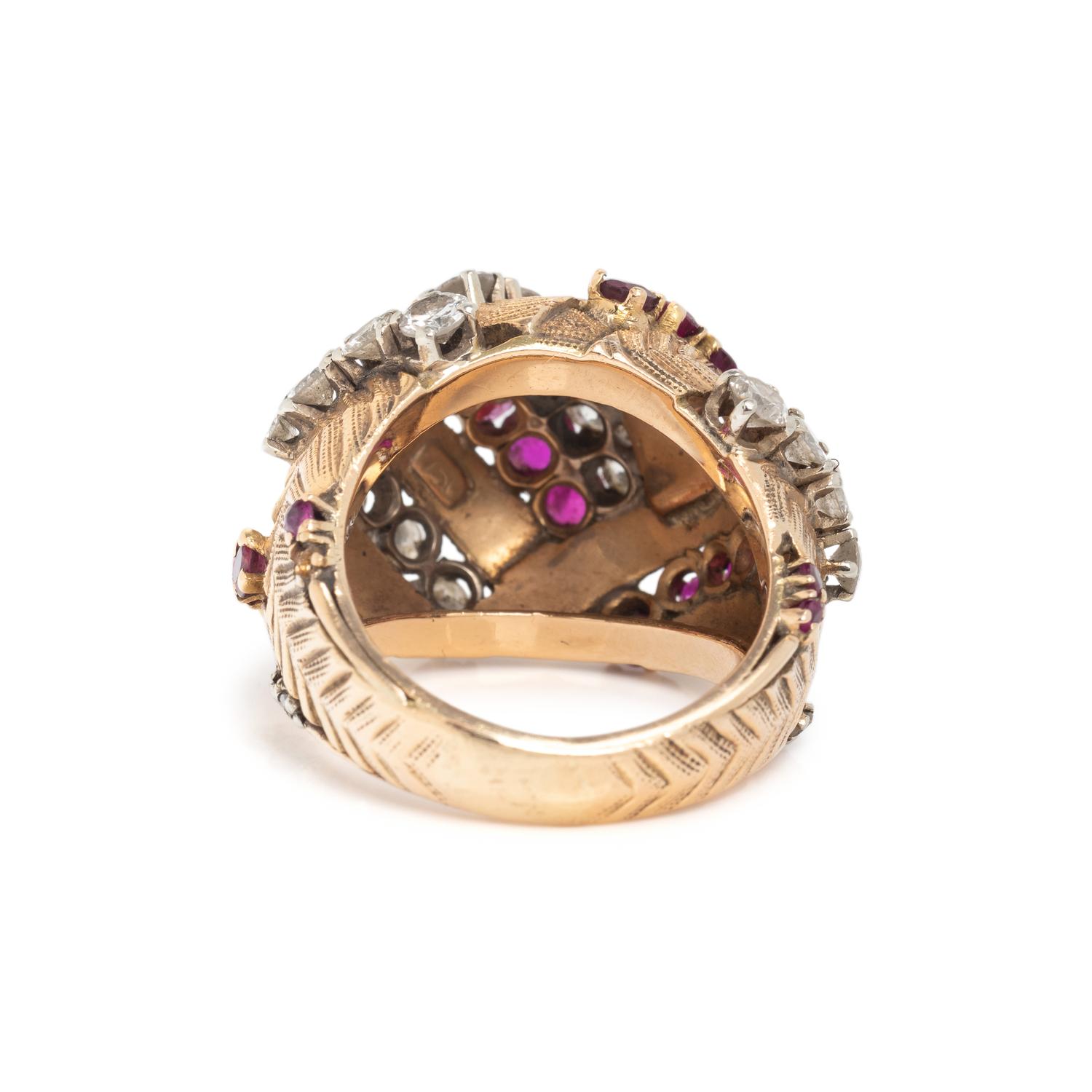SYNTHETIC RUBY AND DIAMOND RING