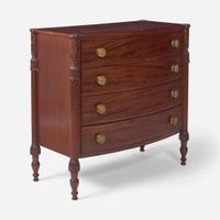 A Federal bowfront carved mahogany chest of drawers School of Samuel McIntire (1757-1811), Salem, MA, circa 1810