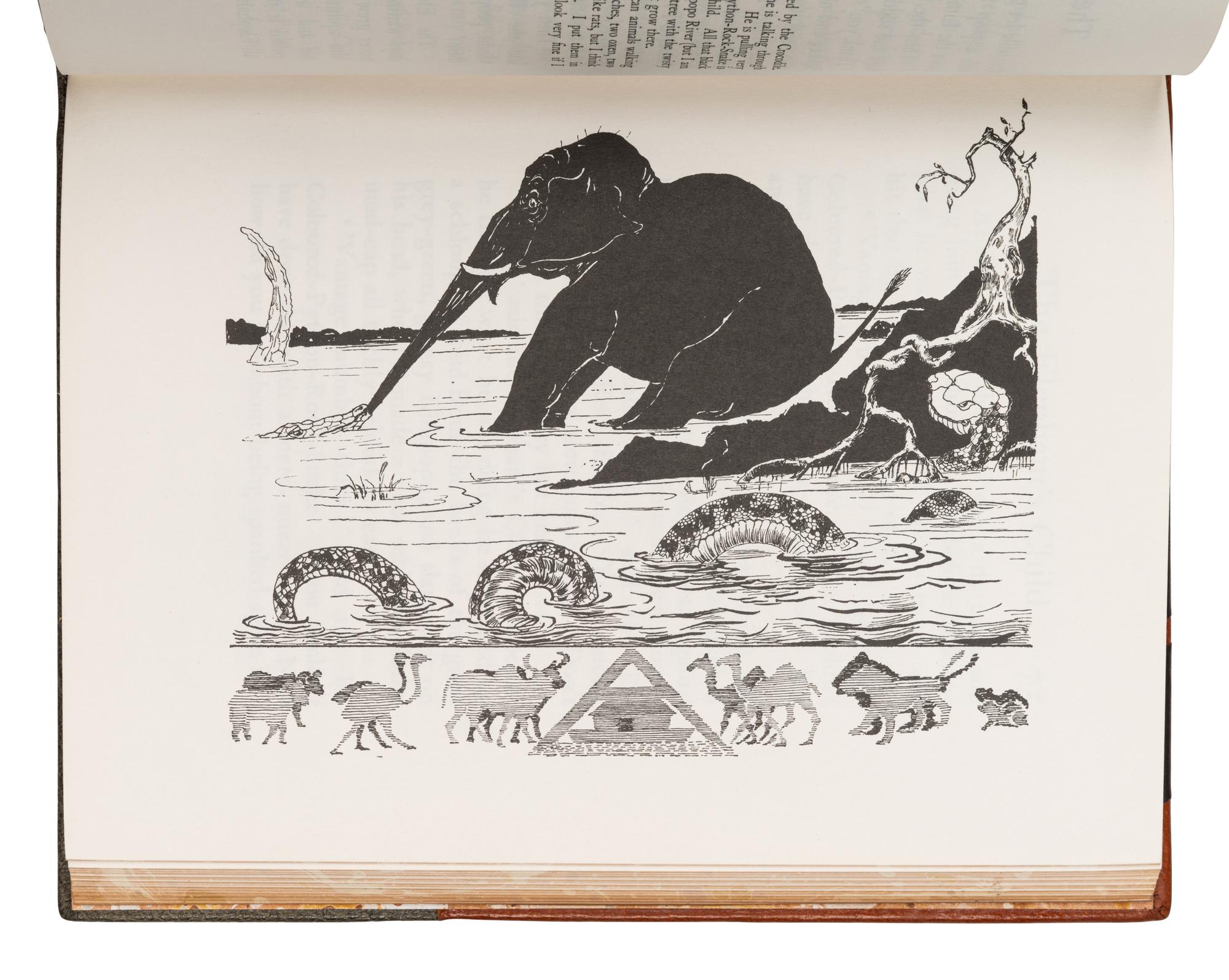 [BINDING]. KIPLING, Rudyard (1865-1936). Just So Stories for Little Children . Joseph M. GLEESON, illustrator. New York & London: Mayflower Books & Macmillan, [1980].