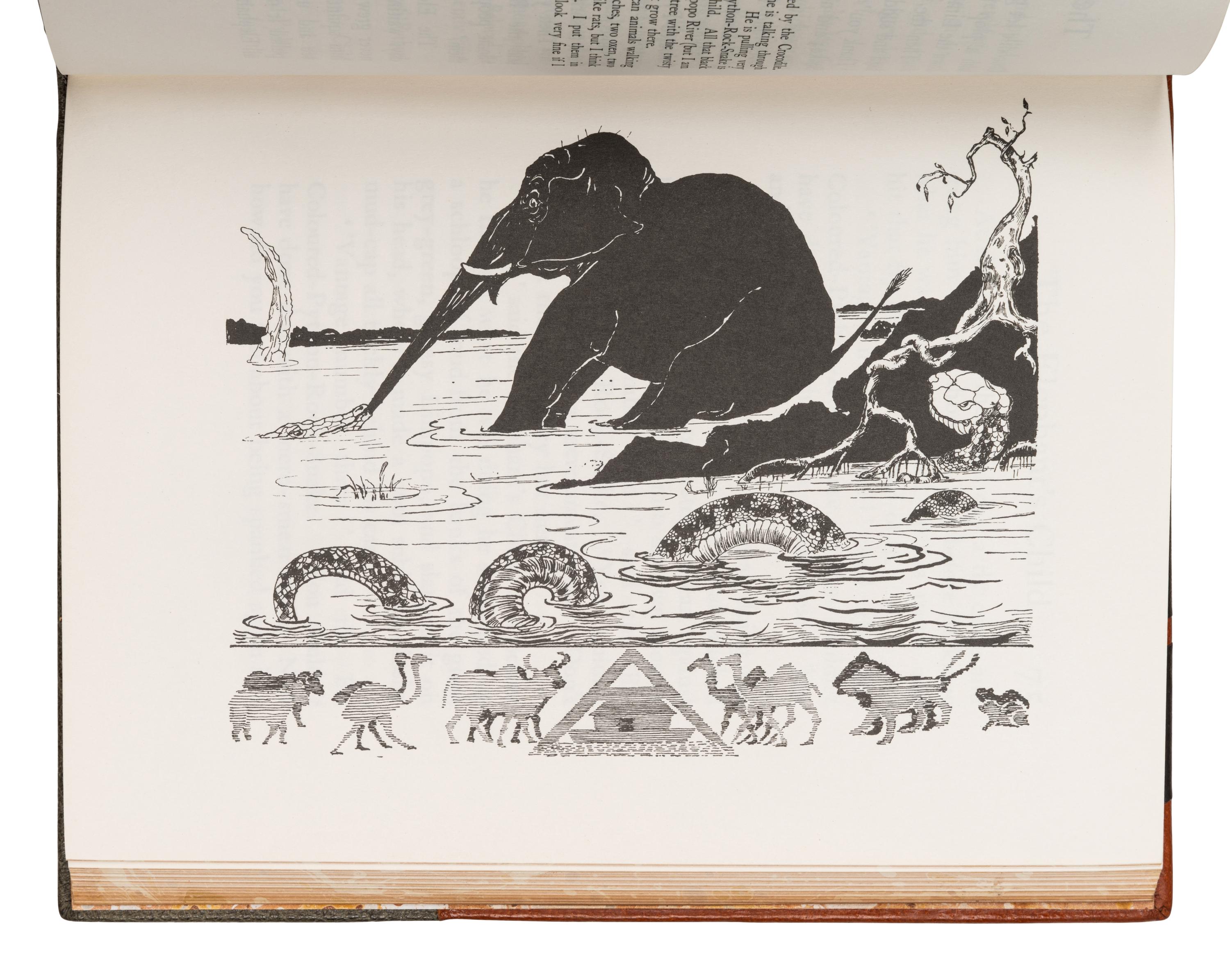 [BINDING]. KIPLING, Rudyard (1865-1936). Just So Stories for Little Children . Joseph M. GLEESON, illustrator. New York & London: Mayflower Books & Macmillan, [1980].
