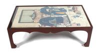 A Chinese Double Ancestral Portrait Mounted as a Low Table
