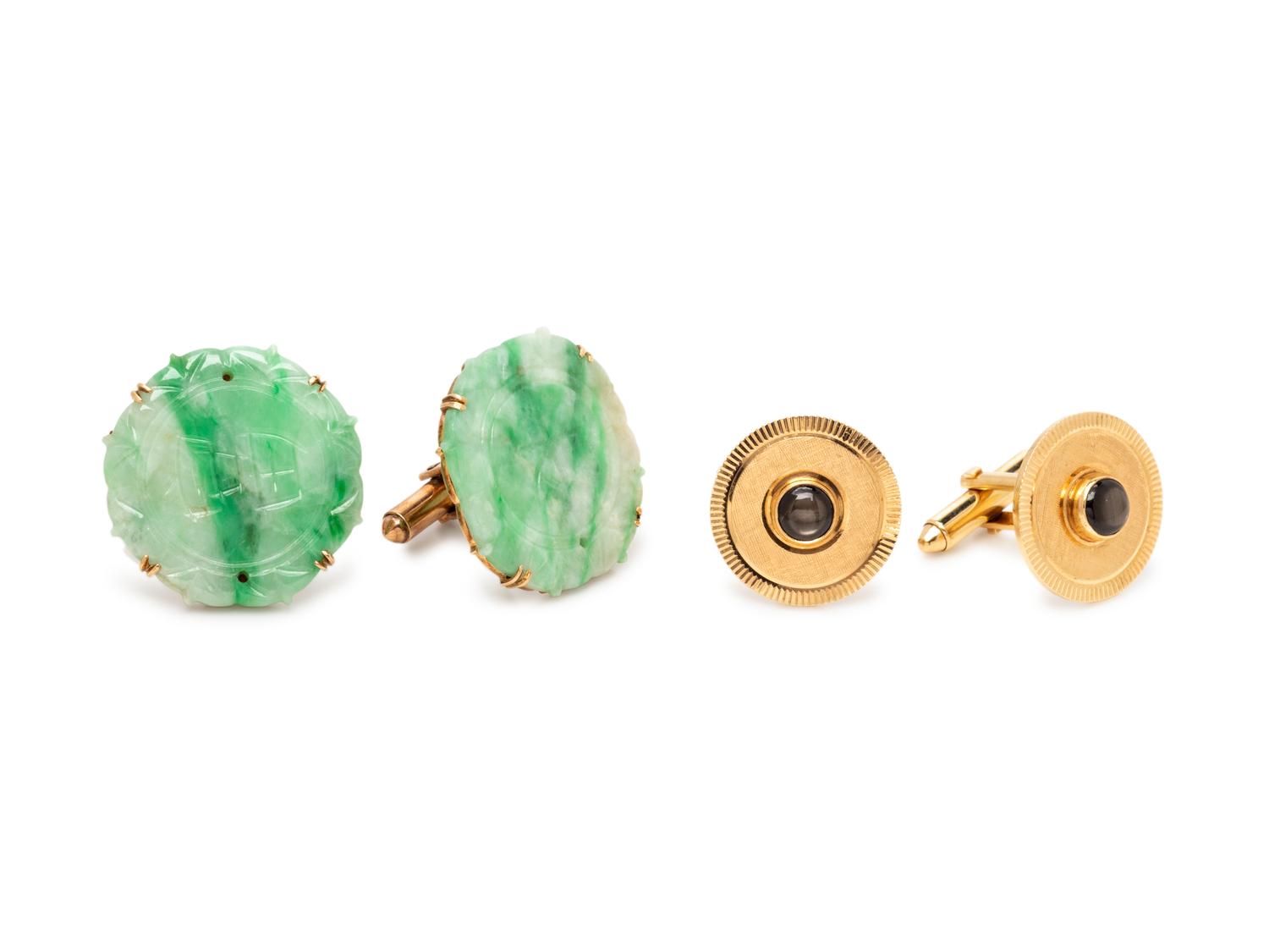 COLLECTION OF YELLOW GOLD CUFFLINKS