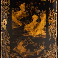 A Pair of Louis XV Chinese and European Lacquer and Gilt Bronze Mounted Encoignures