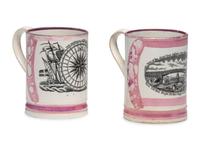 Two Sunderland Luster Frog Mugs