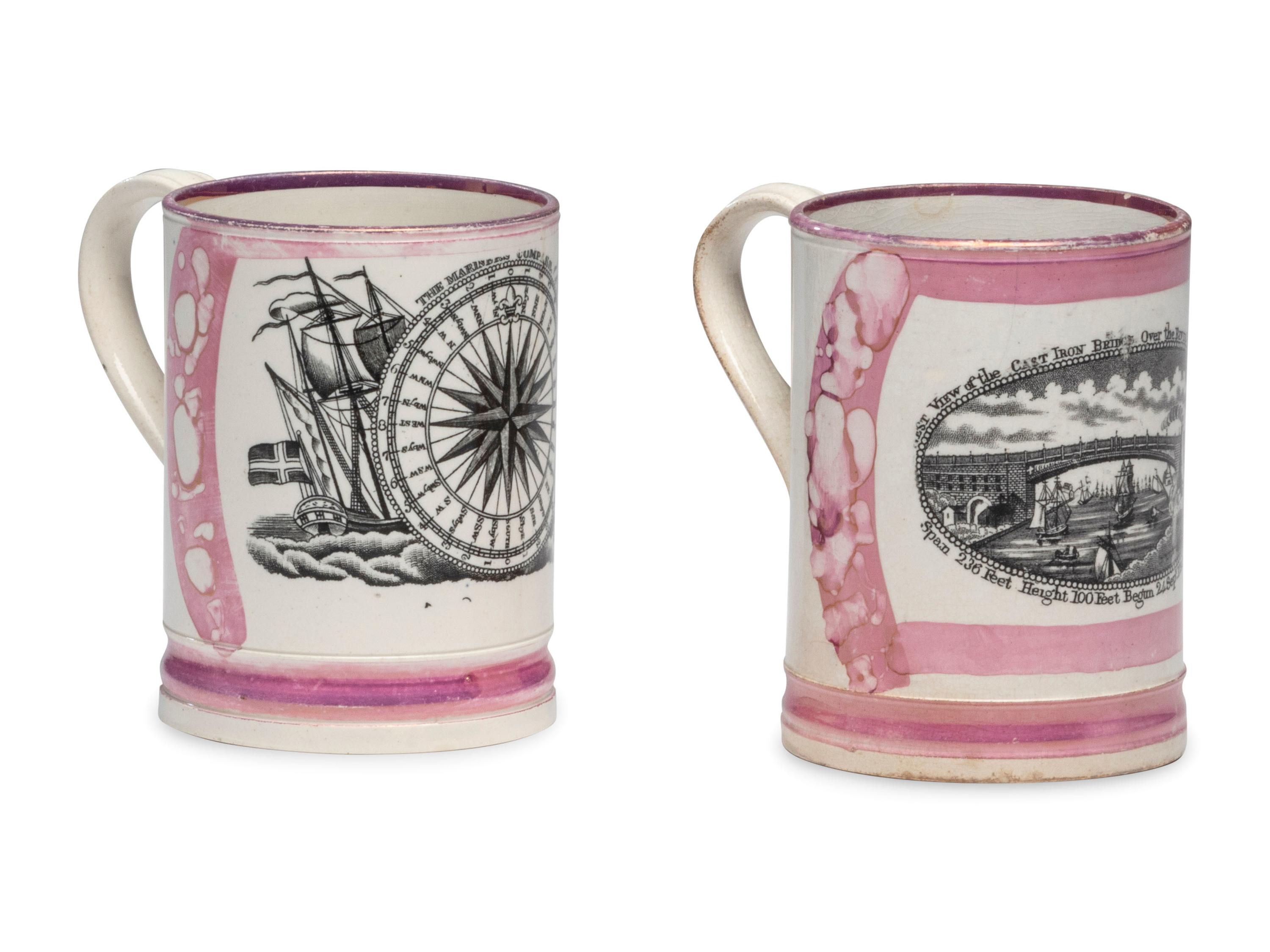 Two Sunderland Luster Frog Mugs