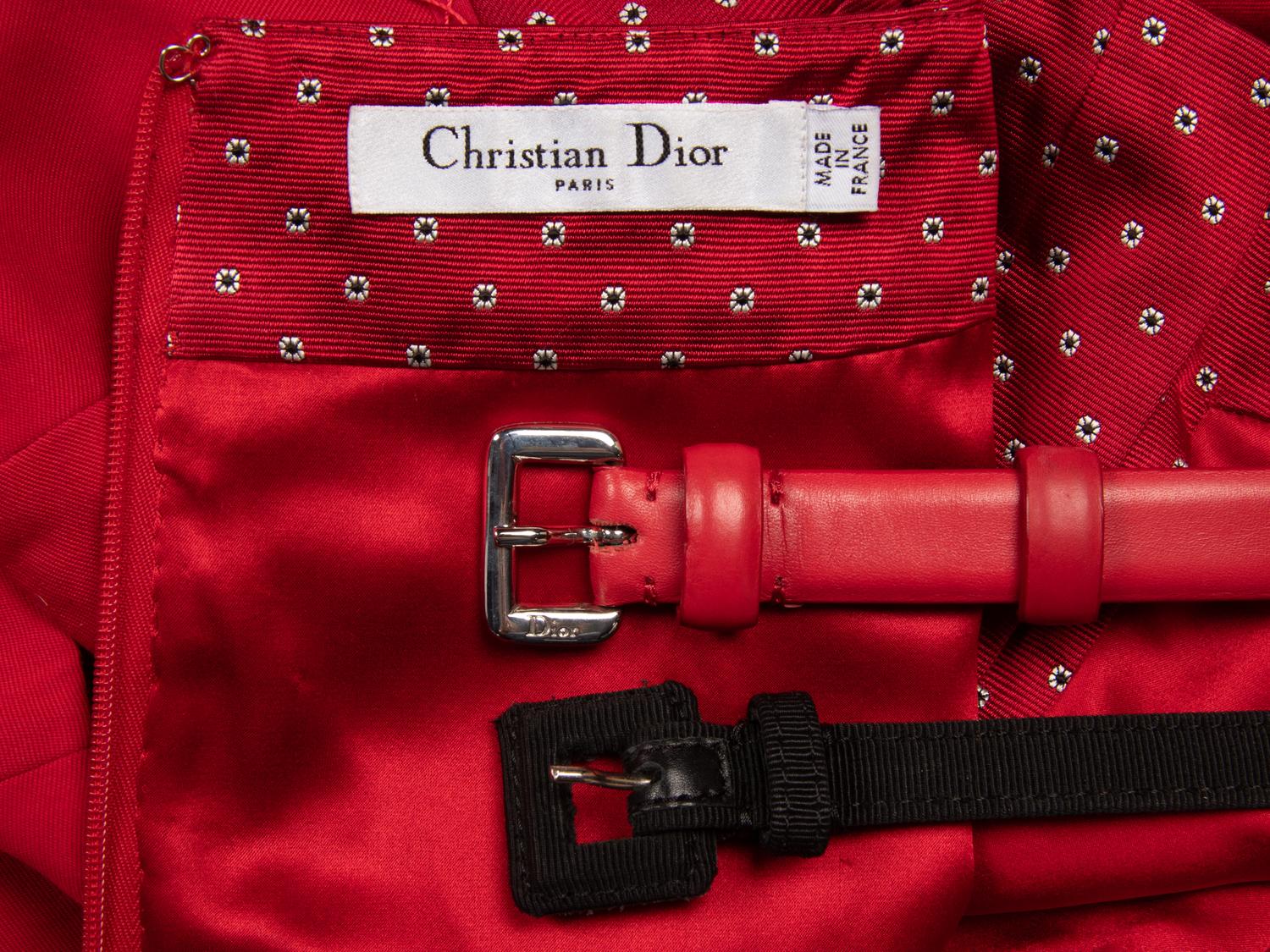 Christian Dior by John Galliano , Red Belted Cocktail Dress