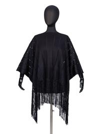 Yves Saint Laurent, Black Fringed Silk Poncho