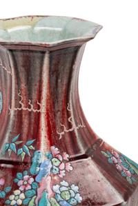 A Chinese Famille Rose Octagonal Porcelain Vase