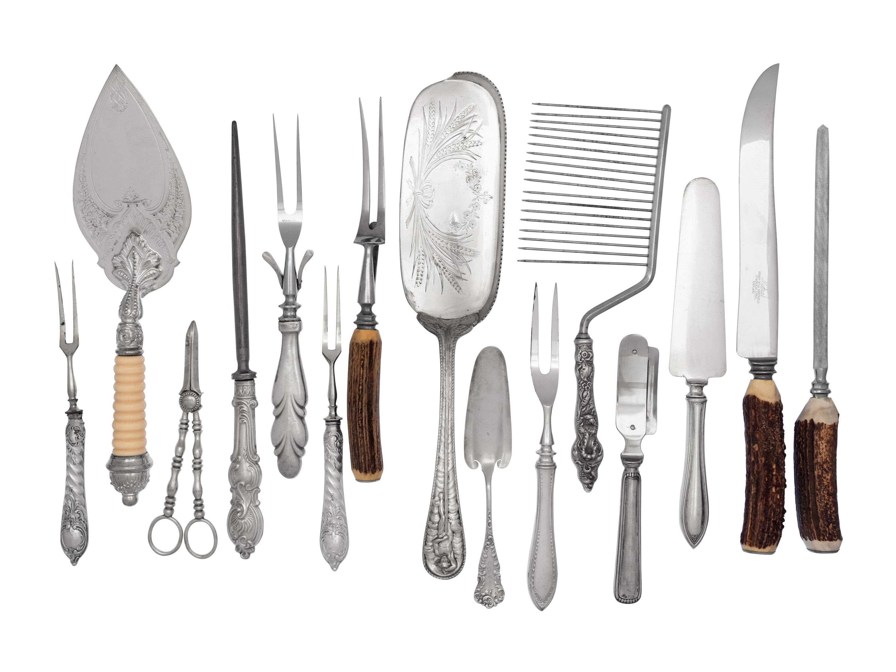 A Group of Fifteen Silver-Plate Flatware Articles