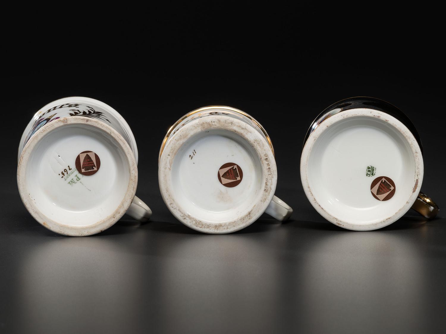 Three Fraternal Porcelain Shaving Mugs